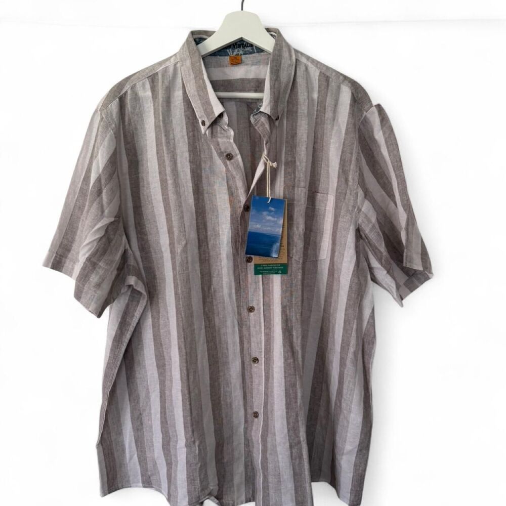 NWT Tailor Vintage Mens Striped Short Sleeve Button Up Shirt Size XXL